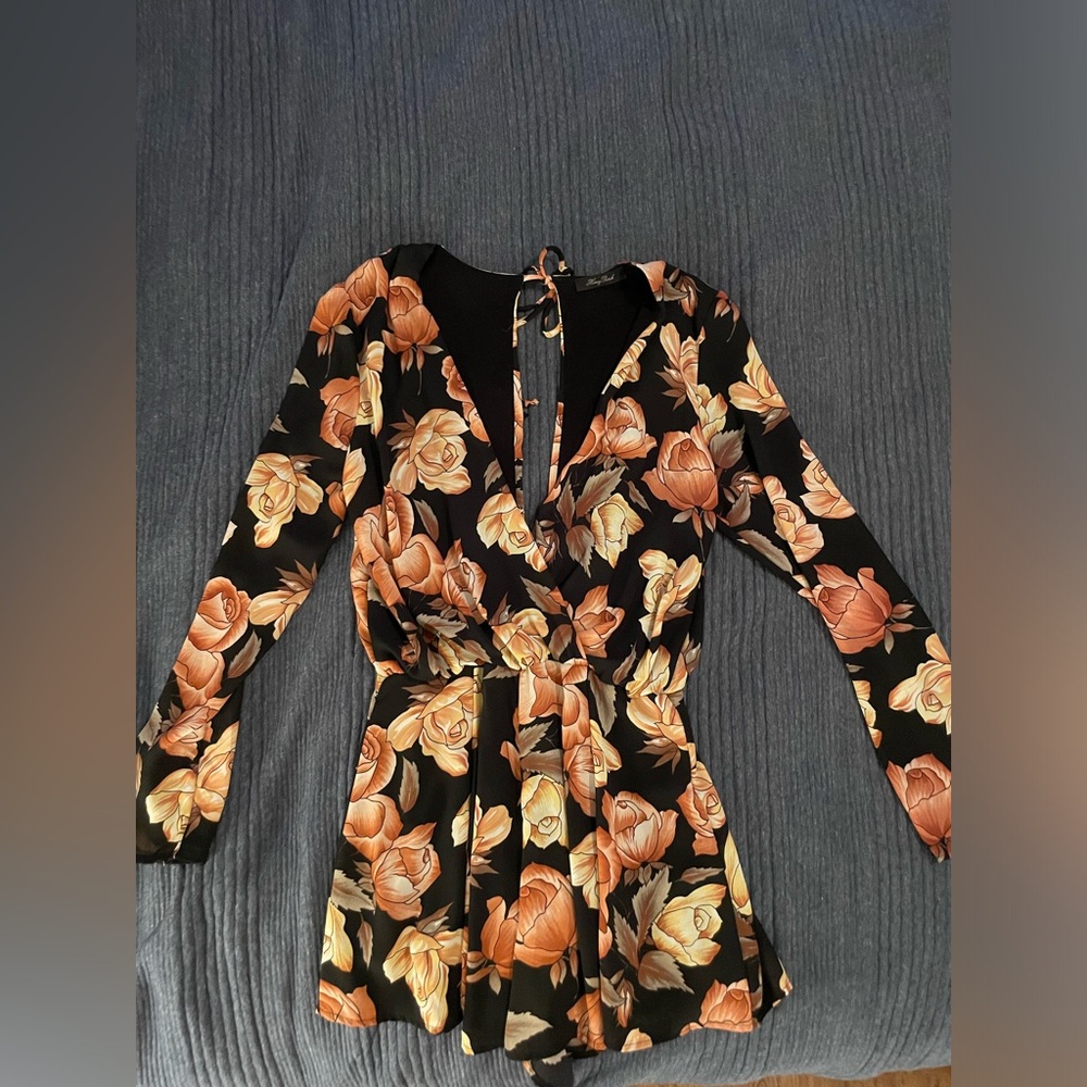 Floral Plunge Neck Romper